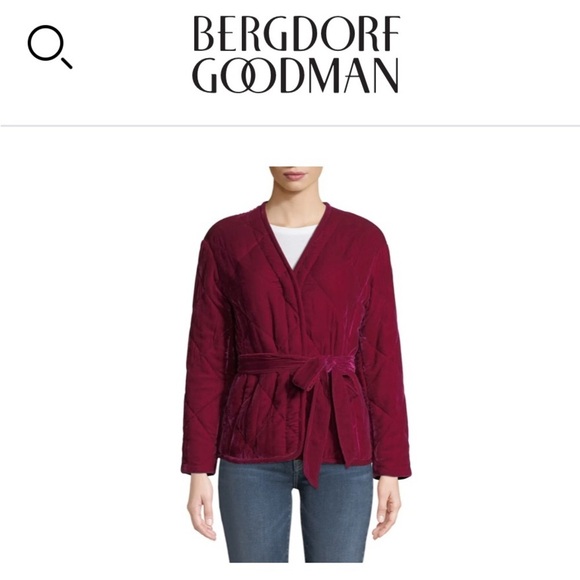 Rebecca Taylor Quilted Velvet Snap-Front Coat Jacket Cranberry Casual Size S - Picture 1 of 12